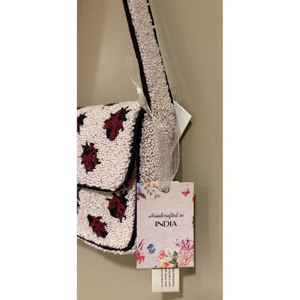 New Release Made In India VIRAL Ladybug‎ Beaded Shoulder Bag NWT